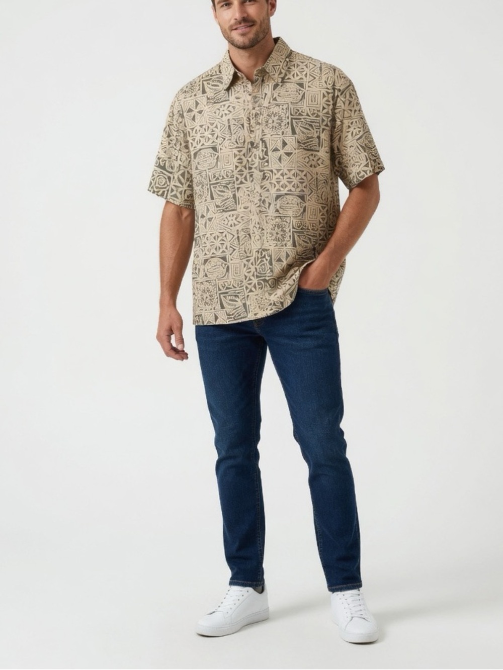 COOKE STREET Men’s Traditional Tribal Print Hawaiian Shirt Size Large